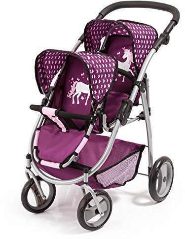 Bayer Design Bayer wzór 26537 AA Zwilling Puppenwagen dla lalek twins, śliwka/różowy