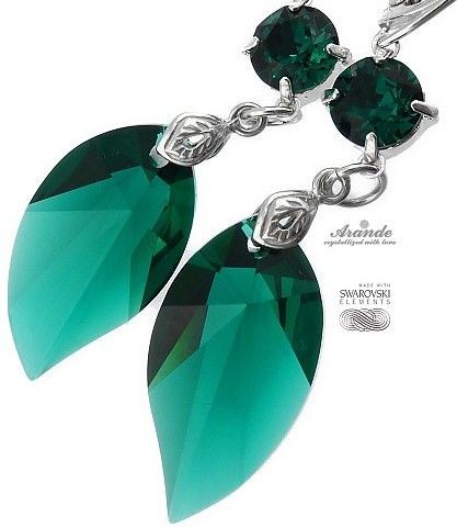 Swarovski ozdobne szmaragdowe kolczyki EMERALD