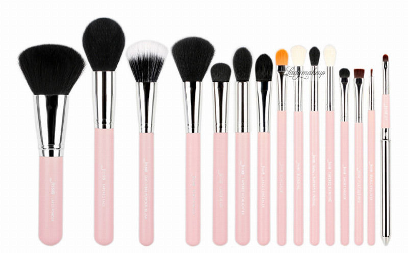 Jessup beauty JESSUP - Essential Brushes Set - Zestaw 15 pędzli do makijażu - T094 Pink/Silver