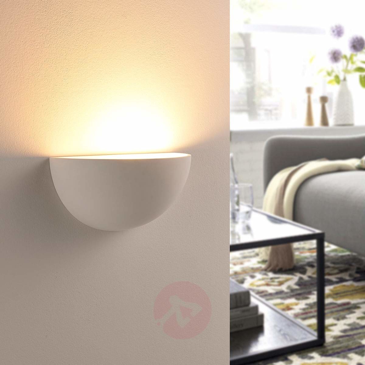 Lampa LED Narin oświetlająca ścianę, gipsowa, biel