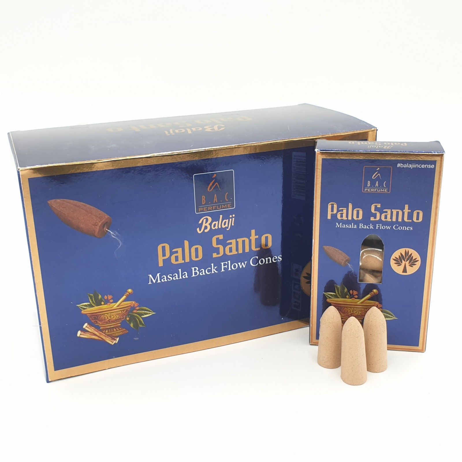Balaji Kadzidełka BALAJI Palo Santo stożki back flow - 10 szt. 8906033076246