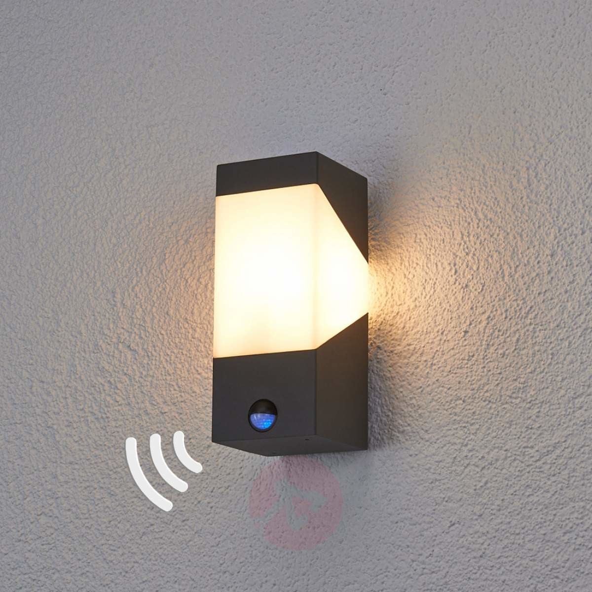 Lampenwelt Lampa ścienna zewnętrzna LED Kiran, czujnik ruchu