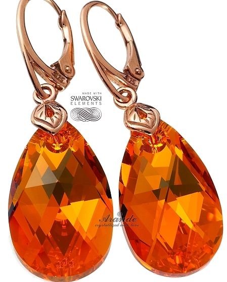 Swarovski kolczyki TOPAZ RÓŻOWE ZŁOTO SREBRO