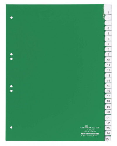 DURABLE Przekładki do segregatora A4 25 stron zielone 6224-05