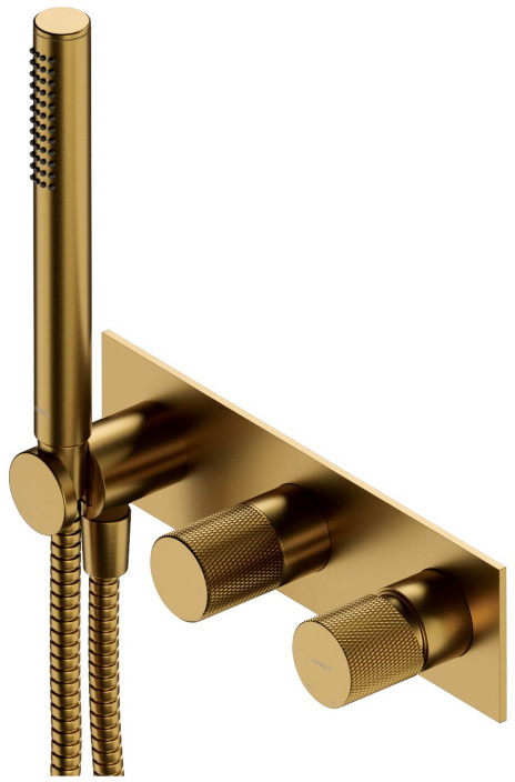 Omnires Contour Bateria wannowo-prysznicowa podtynkowa z zestawem złoto szczotkowane CT8035/1GLB