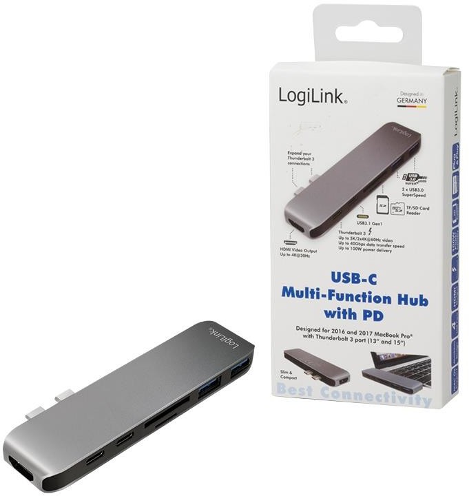 LogiLink Hub wielofunkcyjny USB-C UA0302 7 w 1 PD aluminium UA0302
