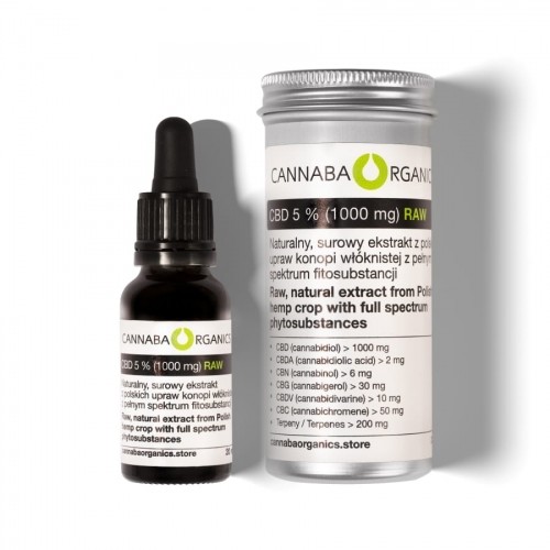 Cannaba Organics Surowy ekstrakt pełne spektrum - Olej CBD 5% - 20 ml