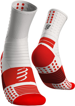 Compressport Skarpetki do biegania PRO MARATHON SOCKS biało-czerwone