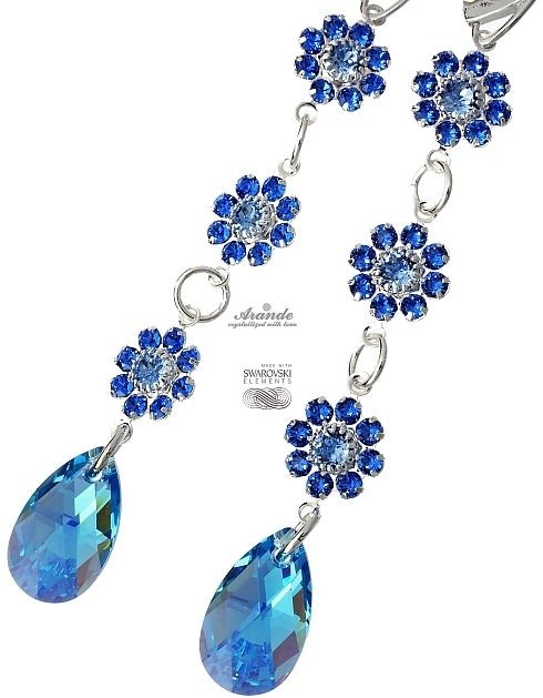 Swarovski PIĘKNE KOLCZYKI AQUA FEEL LONG SREBRO