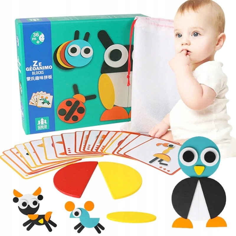 Drewniane Puzzle Układanka Gra Logiczna Montessori