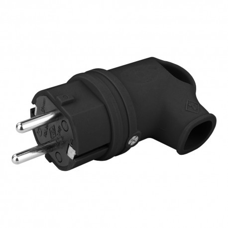 TP Electric Wtyczka gumowa kątowa 16A 230V czarna Schuko 5139 3101-302-0300