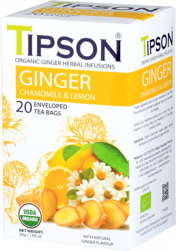ORGANIC GINGER CHAMOMILE & LEMON saszetki - 20 x 1,5 g