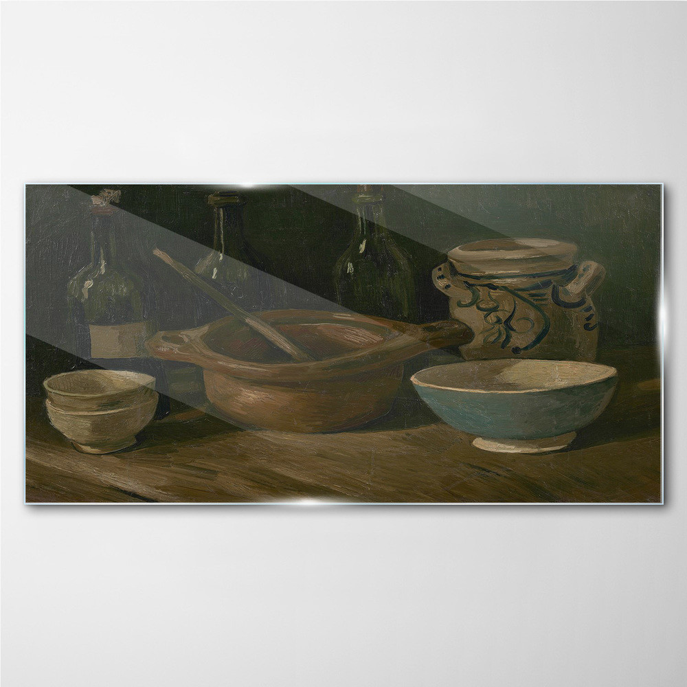 PL Coloray Obraz na Szkle Butelki Ceramika Van Gogh 140x70cm