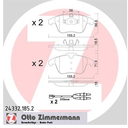 ZIMMERMANN Zestaw klocków hamulcowych, hamulce tarczowe 24332.185.2