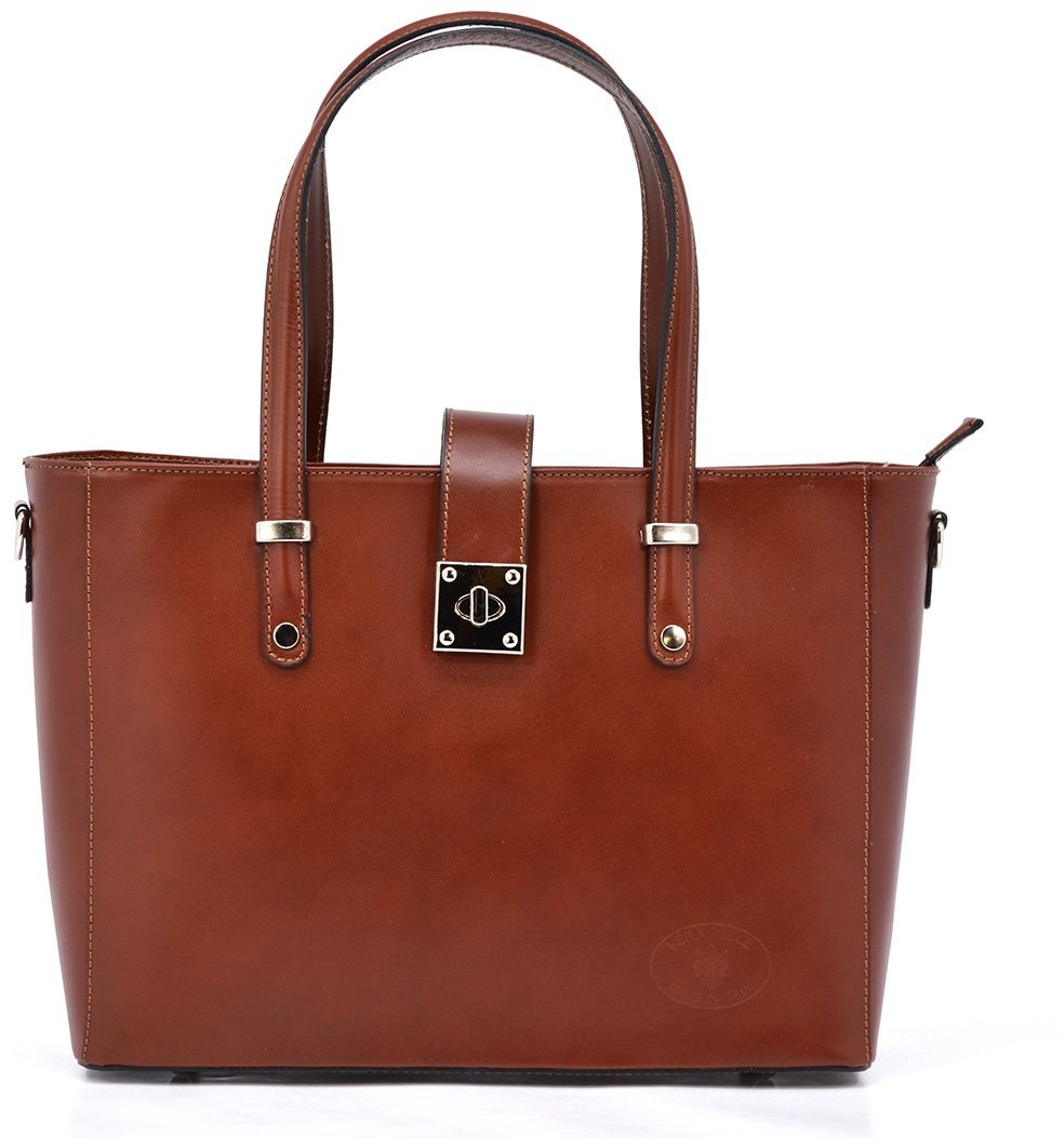 Vera Pelle vp1021 brązowy Duża shopperka, efektowne zapięcie