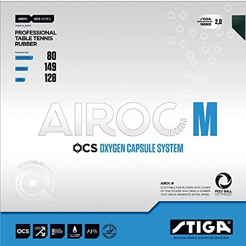 Stiga airoc M 1, 9 MM Table Tennis Rubber, czarny, jeden rozmiar 1703-0501-19