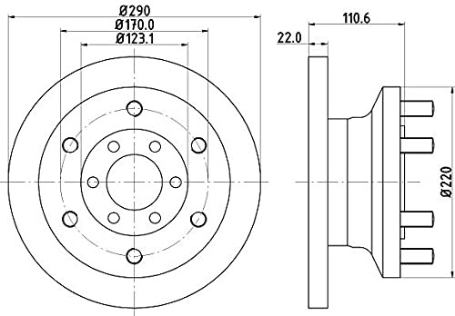 HELLA PAGID 8DD 355 117-501 tarcza hamulcowa, oś przednia, zestaw składający się z 1 tarczy hamulcowych 355117501