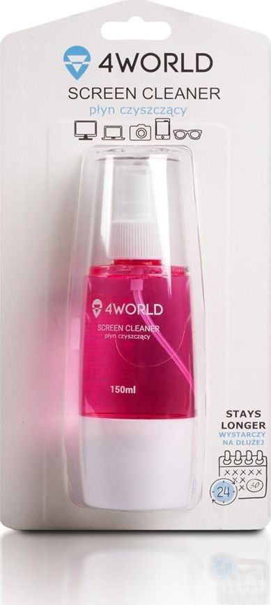 4World Zestaw czyszczący 150ml szmatka 20x20 różowy (10555-PNK)