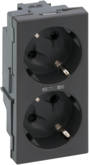 LEDart EMITER S podwójne-S500-Schuko-2x230V~-16A-z-sygnalizacją-śrubowe-szary-grafit 50010472-038
