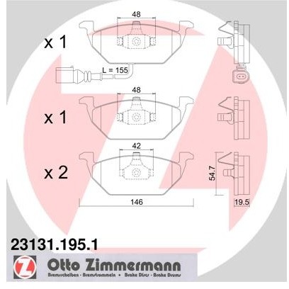 ZIMMERMANN Klocki hamulcowe - komplet 23131.195.1