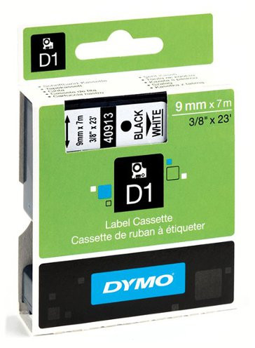 Dymo TAŚMA D1- 9MM X 7M CZARNY/BIAŁY (40913) (S0720680)