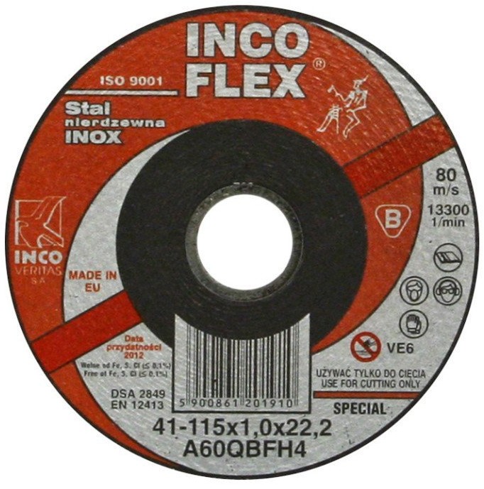 techniflex TARCZA PŁASKA INOX T1A 125*1.0*22