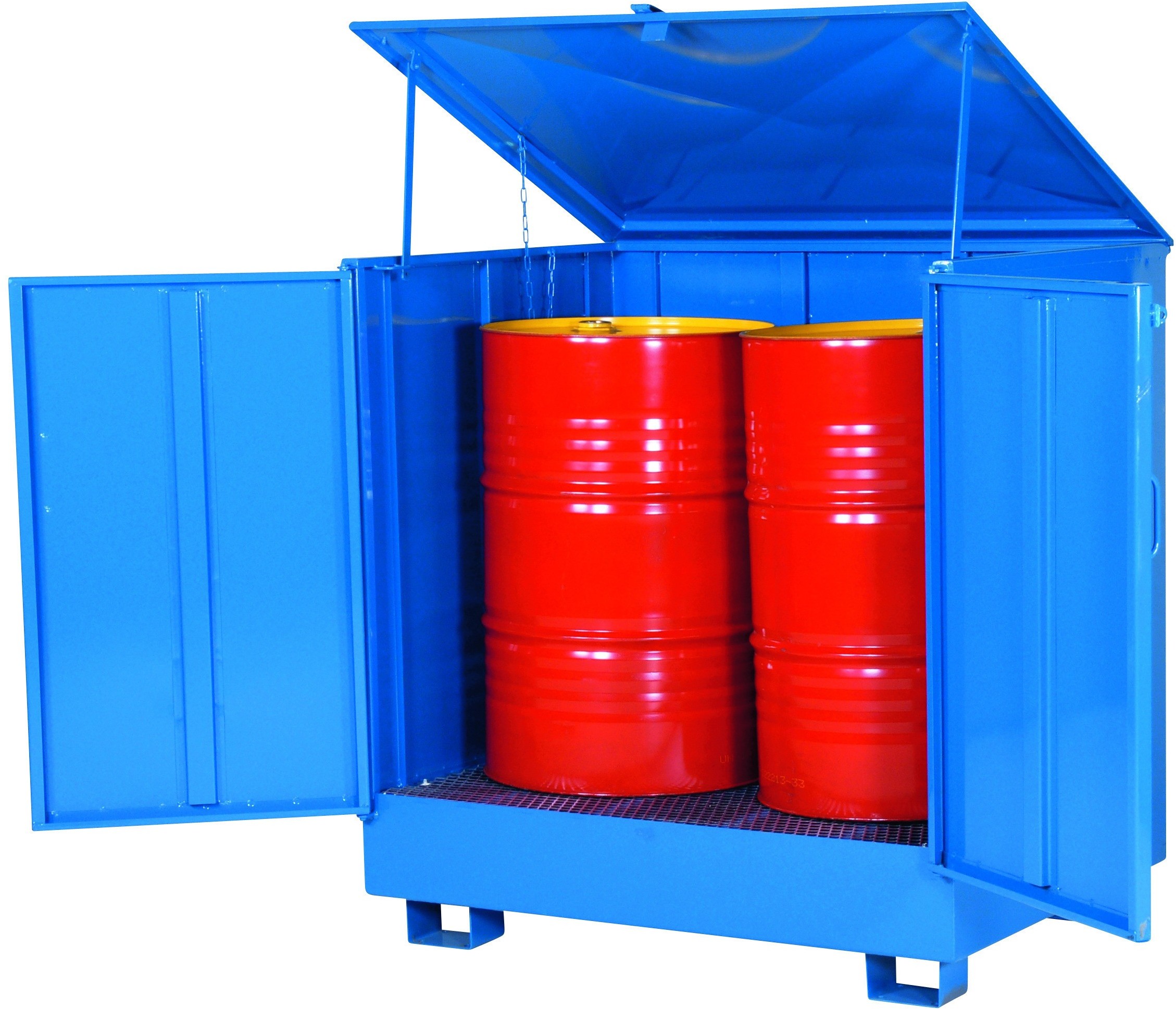 intra.se Swedmach Wanna Wychwytowa Metalowa W Pełni Zabudowana Na 2 Beczki Stojące 150 L. - 450 L. 2 Beczki Stal Lakierowana Niebieski 95 Cm X 135 Cm X 135 Cm