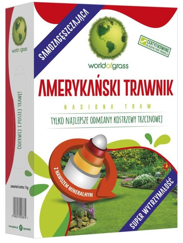 WORLD OF GRASS Nasiona trawy na tereny sportowe 1kg samozagęszczjąca World of grass