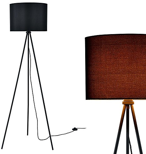 lux.pro lux. pro lampa stojąca,1 x gniazdo przejściowe E27, 150 cm x 60 cm, materiałowy abażur w kolorze czarnym oraz statyw trójnożny Stehleuchte 168019