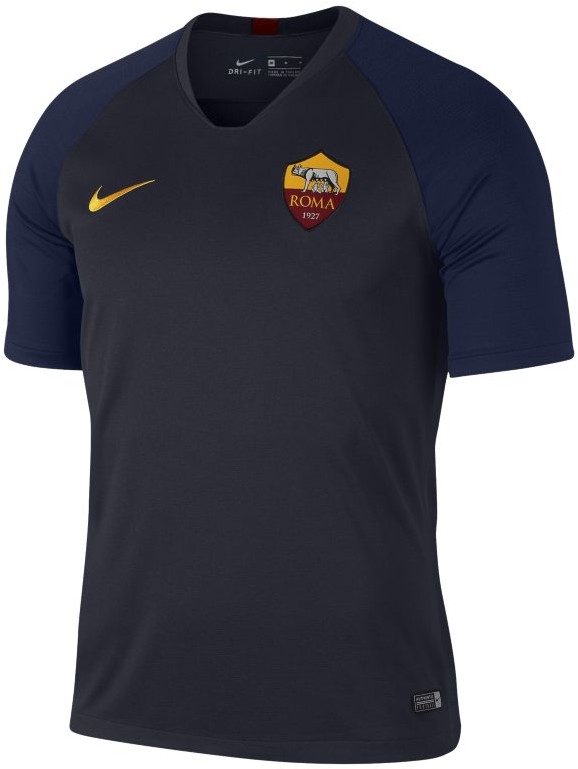 Nike Męska koszulka piłkarska z krótkim rękawem Breathe A.S. Roma Strike - Niebieski