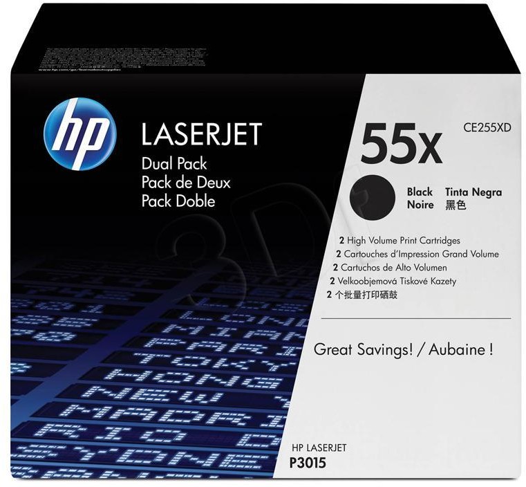 HEWLETT-PACKARD Zestaw tonerów HP CE255XD (oryginał ; 2 x 12 500 stron; czarny) (WYPRZEDAŻ) CE255XD