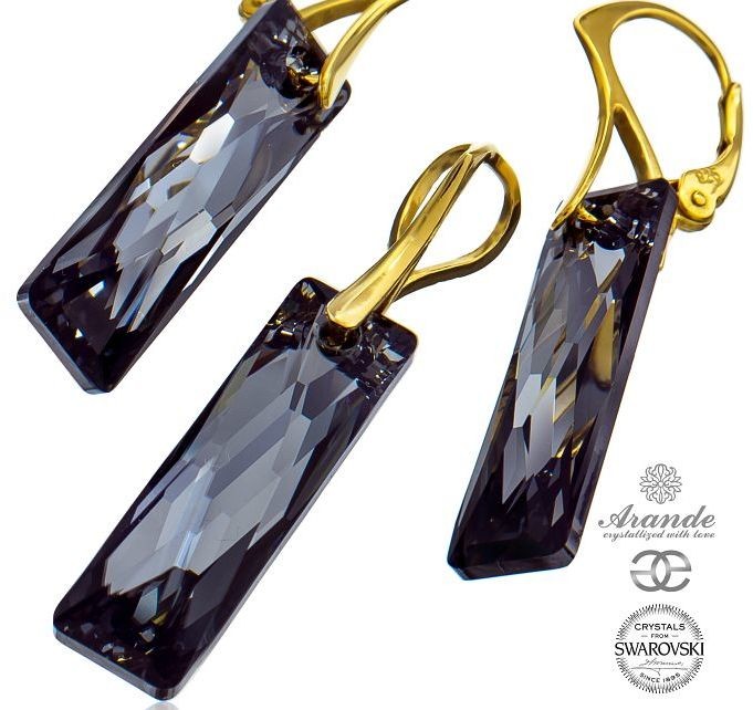 Arande SWAROVSKI Piękny KOMPLET Night Queen Gold Złote Srebro 700932