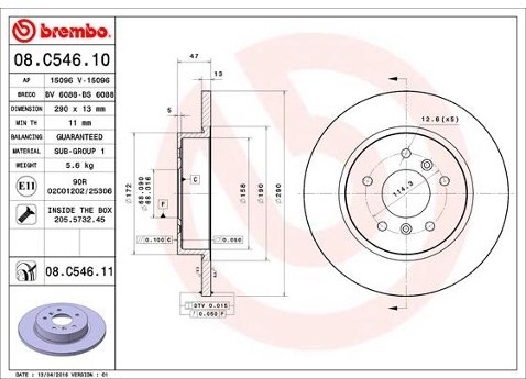 BREMBO Tarcza hamulcowa 08.C546.11