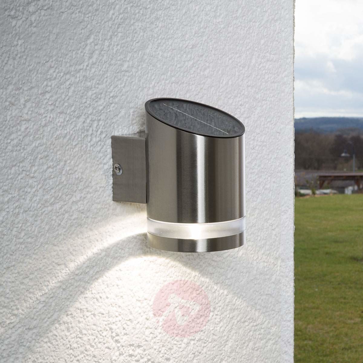 Lindby Ścisła lampa zewnętrzna ze stali nierdzewnej  w tym LED solarna IP44 - Salma