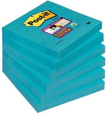 Post-It 3M Bloczek samoprzylepny Super Sticky (654-6SS-EB), 76x76mm, 1x90 kartek, elektryczny błękit 3M-70005253284