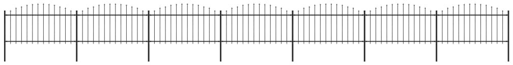 vidaxl Panele ogrodzeniowe z grotami, stal, (1,25-1,5)x11,9 m, czarne