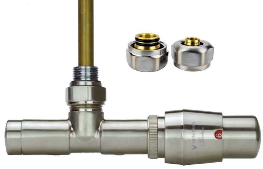 Varioterm Zawór termostatyczny UNICO ze złączką Pex/Cu / GZ1/2 - nikiel szlifowany pex 16 mm prawy UGS0208CFK/P(Pex)