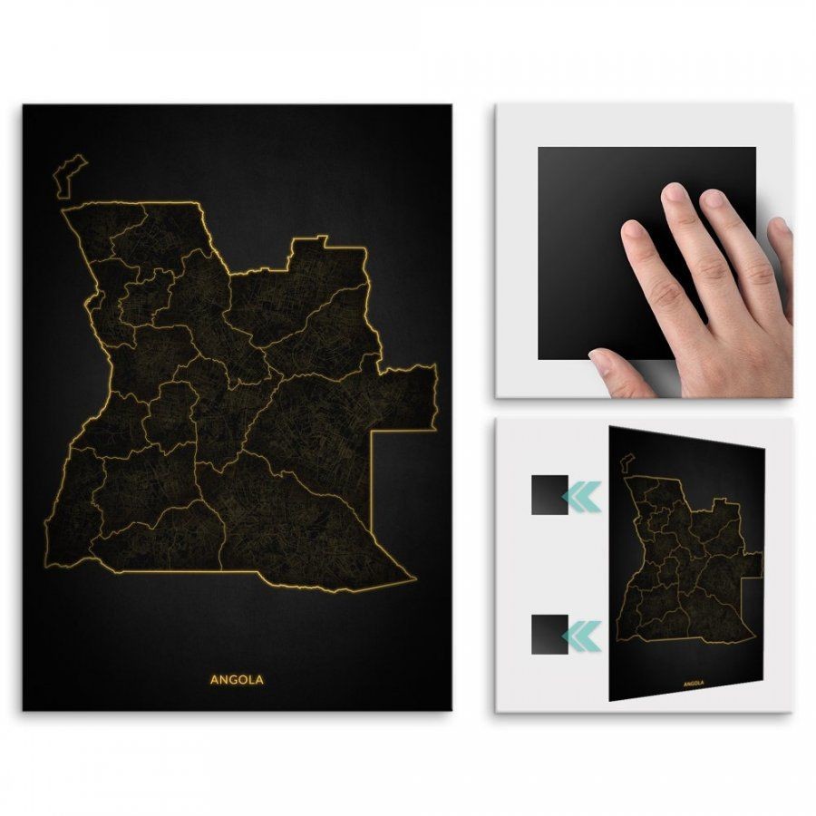 Pix4home Plakat metalowy Mapa City Lights Angola L POS-L-04224