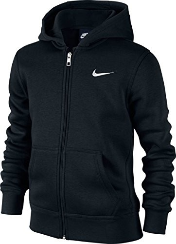 Nike YA76 młodzieżowa polarowa bluza z kapturem, zapięcie na zamek błyskawiczny, czarny 619069-010