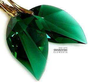 Swarovski PROMOCJA DUŻE KOLCZYKI CRYSTALS EMERALD ZŁOTE SREBRO