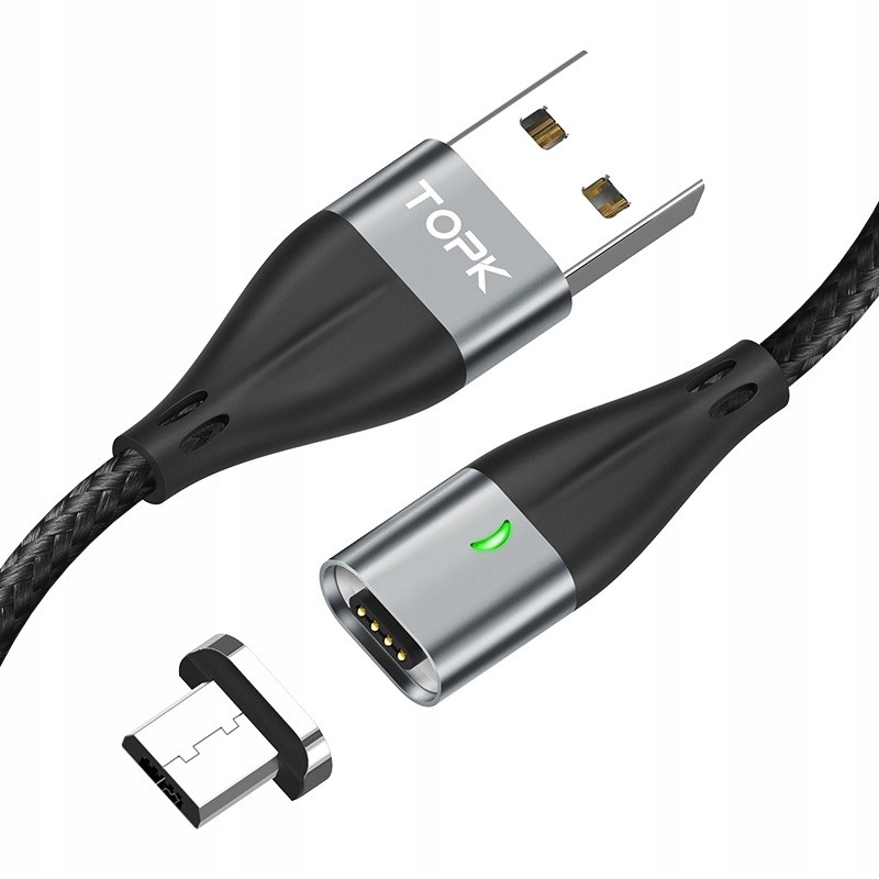 TOPK Kabel Magnetyczny 1Metr 2,4A Micro Usb , Gray