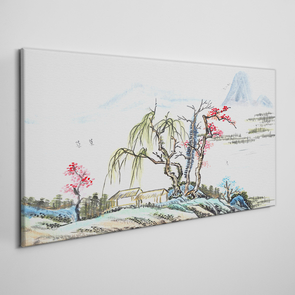 PL Coloray Obraz Canvas Abstrakcja Drzewa Góry 100x50cm