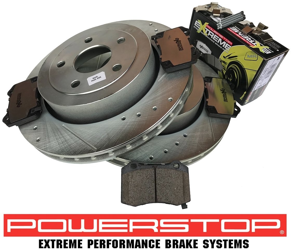 POWERSTOP Tylne klocki Z26 + WIERCONE nacinane tarcze hamulcowe POWERSTOP Jeep Grand Cherokee SRT 6,1 V8 2010 AR8795XPR+Z26-1053