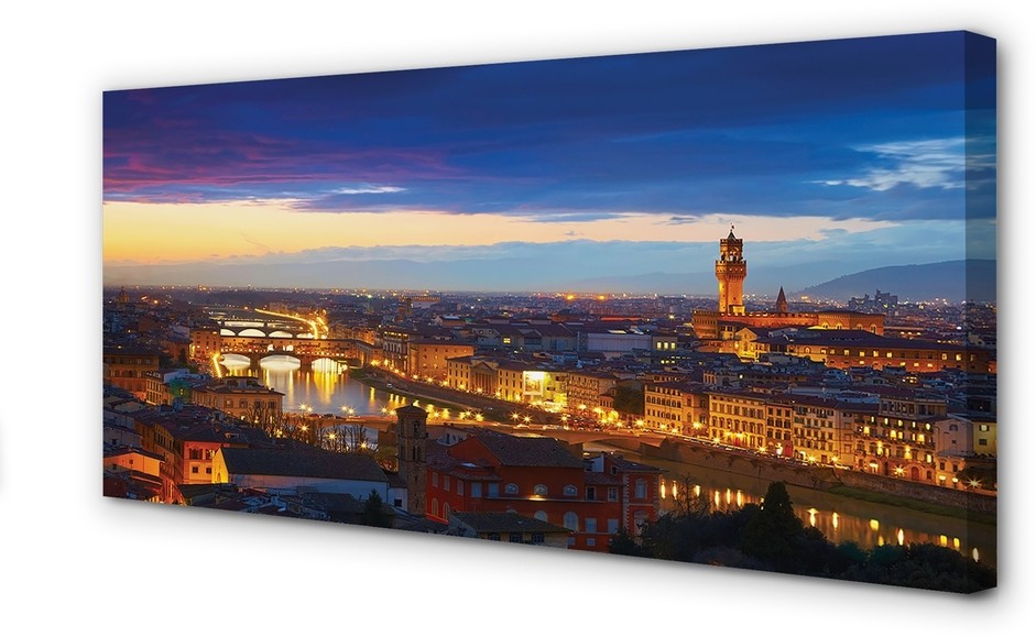 PL Tulup Obrazy na płótnie Włochy Panorama noc mosty 140x70cm