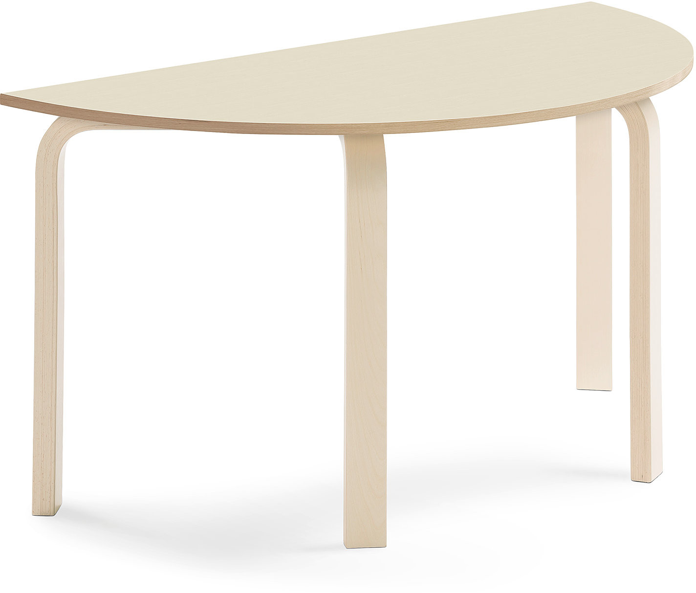 AJ Produkty Stół ELTON, półokrągły, 1200x600x640 mm, brzoza laminat, brzoza