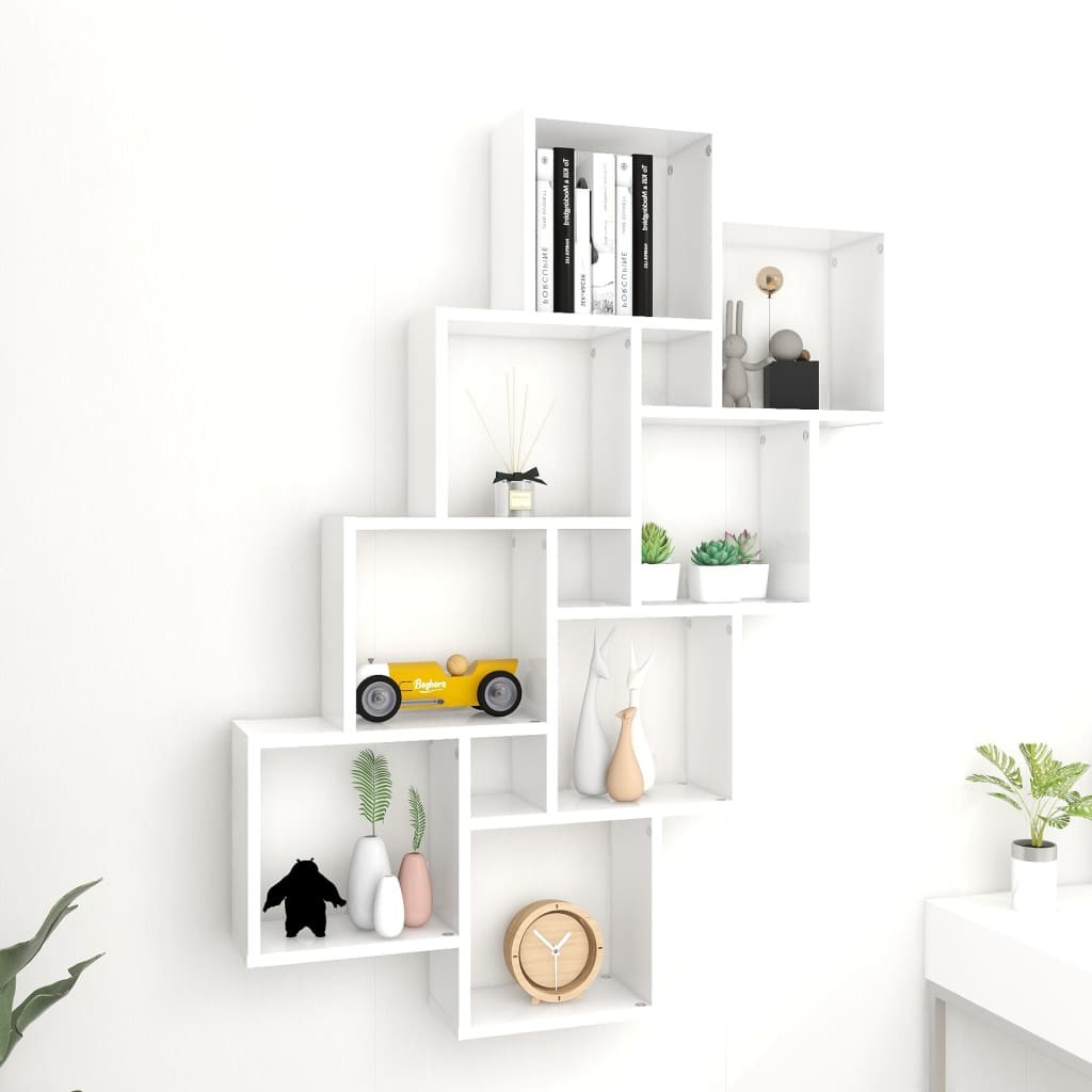 VidaXL Lumarko Półka ścienna w formie kostek, biała, 90x15x119 cm, płyta 807178 VidaXL