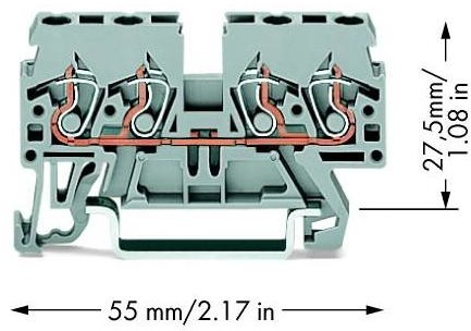 WAGO Terminal przepustowy WAGO 5 mm Sprężynowe Alokacja L szary 870-831 100 szt 870-831