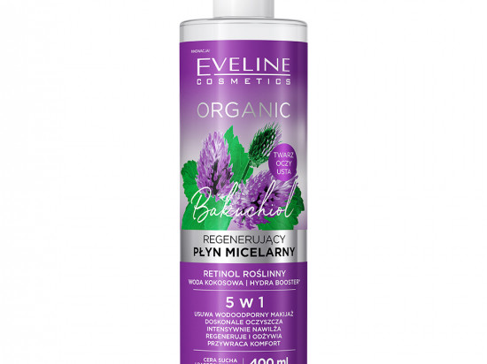 EVELINE COSMETICS Organic Regenerujący płyn micelarny do demakijażu z bakuchiolem, 400 ml