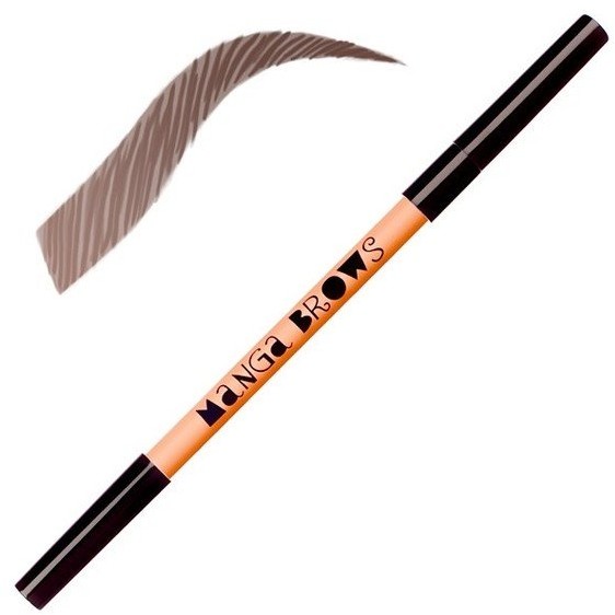 Neve Cosmetics Neve Cosmetics, Manga Brows, kredka podwójna ze szczoteczką do stylizacji brwi 1 brąz/ciemny brąz, 1 szt.