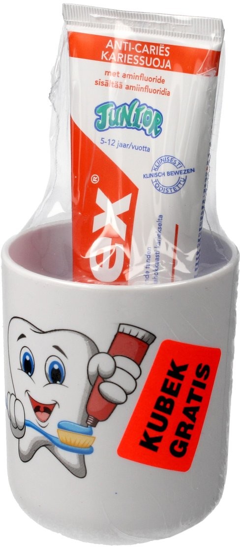 Elmex pasta do zębów dla dzieci Junior 5-12 lat, 75 ml + kubek